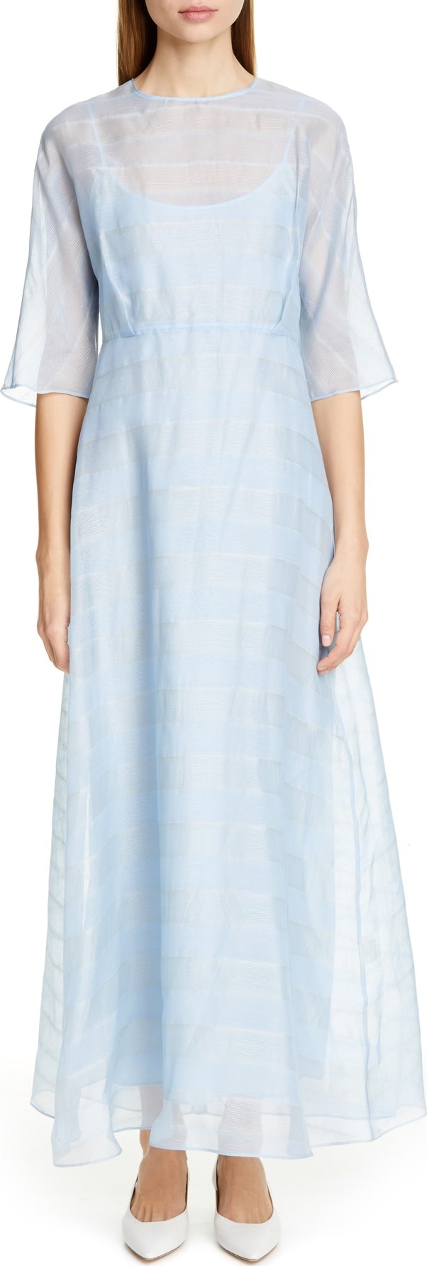Mansur Gavriel Sheer Stripe Silk Maxi
