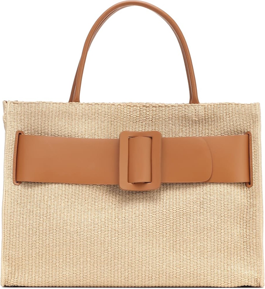 BOYY Bobby 50 leather-trimmed raffia tote