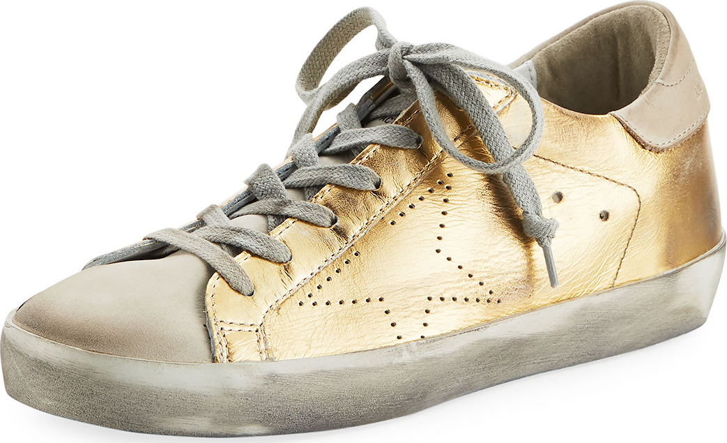Golden Goose Deluxe Brand Metallic Leather Lace-Up Platform Sneakers