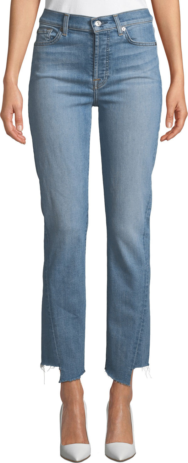 7 For All Mankind Edie Straight-Leg Spliced-Hem Jeans