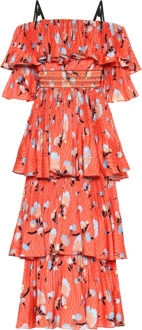 Self Portrait Floral crêpe de chine midi dress