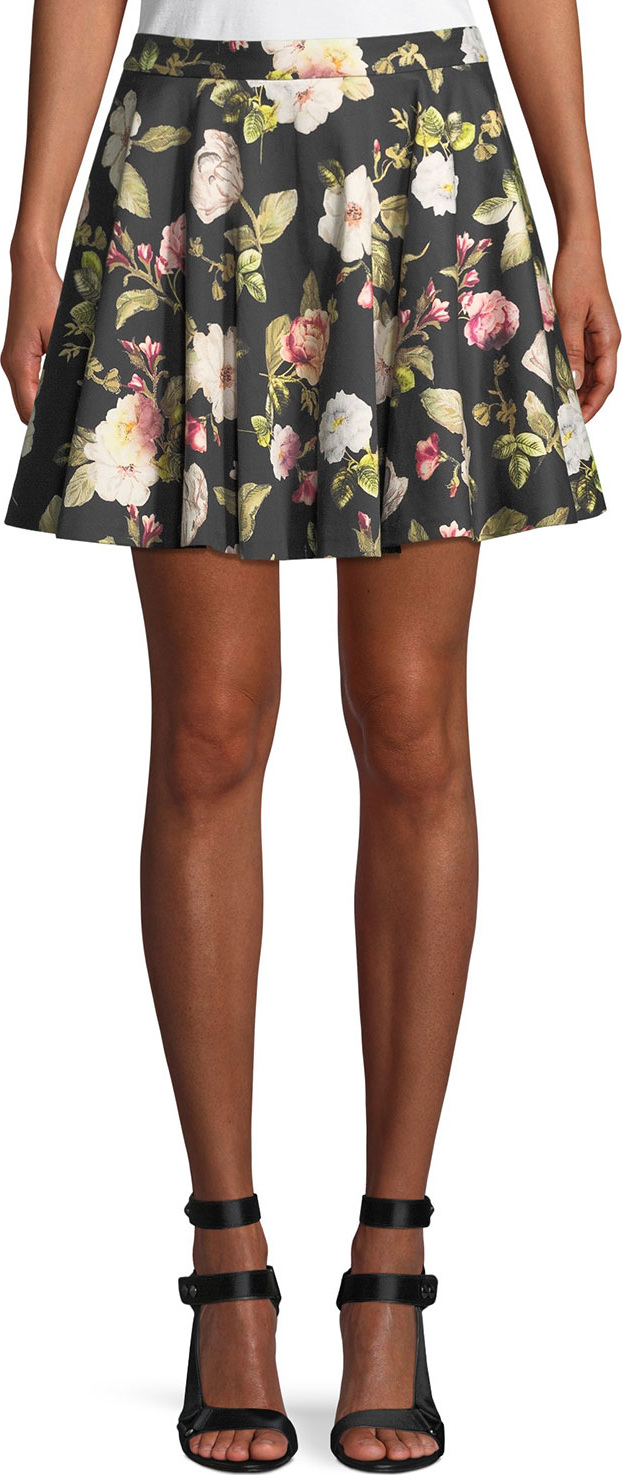 Alice + Olivia Blaise Floral-Print Trapeze Mini Skirt