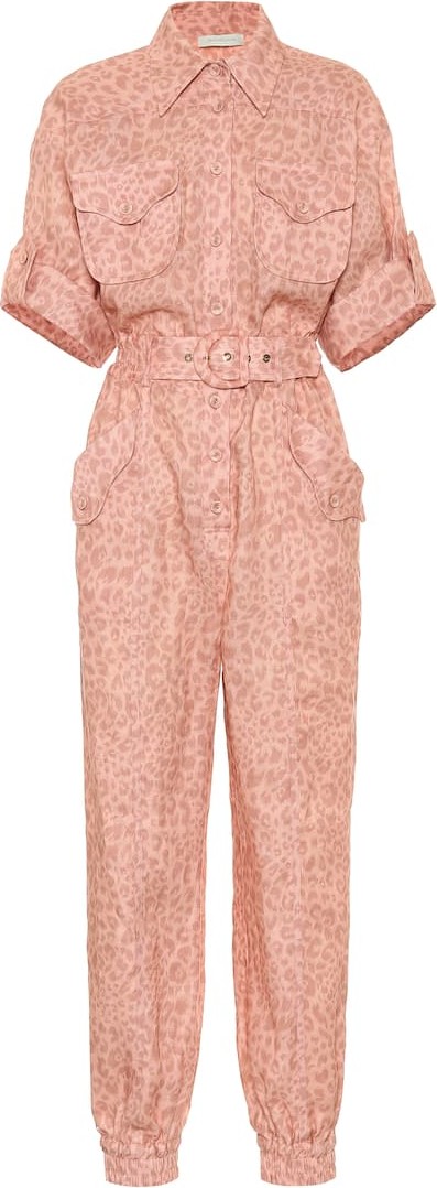 Zimmermann Exclusive to Mytheresa – Leopard-print linen jumpsuit