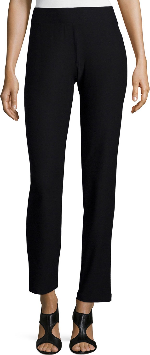 Eileen Fisher Washable Stretch-Crepe Slim Ankle Pants