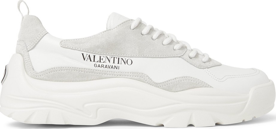 Valentino Valentino Garavani Gumboy Suede-Trimmed Leather Sneakers
