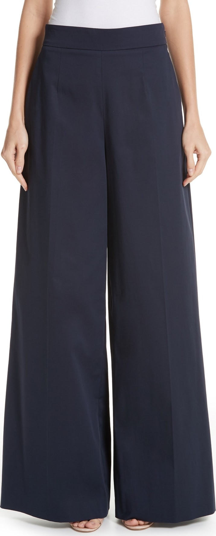 Oscar De La Renta Stretch Cotton Wide Leg Pants