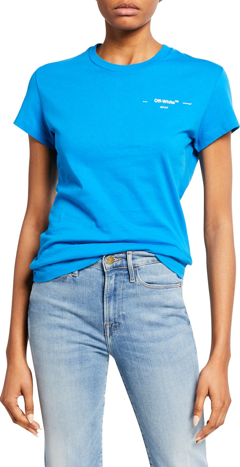 Off White Leaf-Embossed Logo Tee