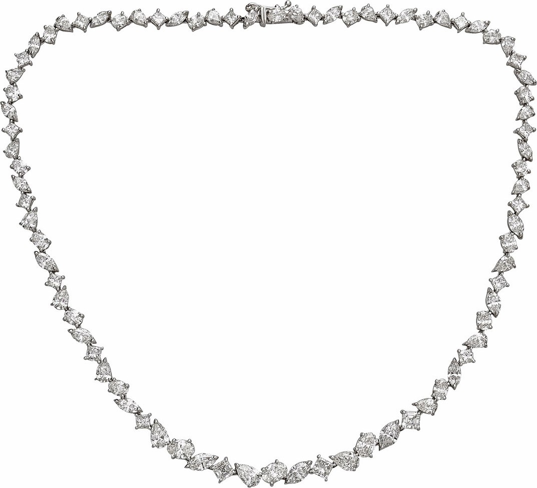 ZYDO Unique 18k White Gold Mixed Diamond Necklace