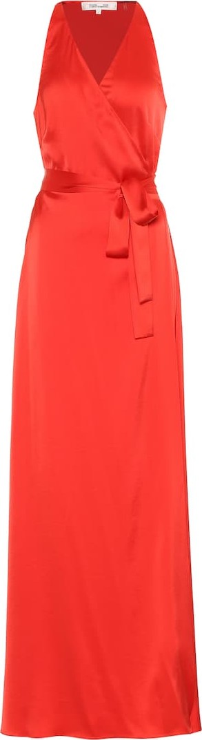 DIANE von FURSTENBERG Paola satin maxi wrap dress
