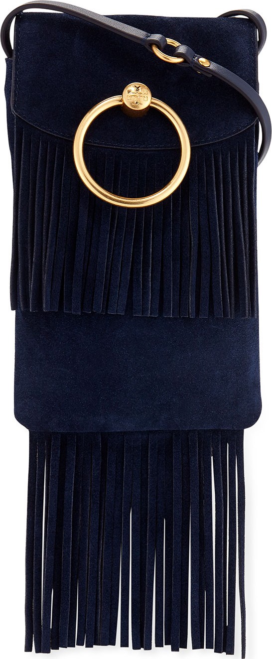 Tory Burch Farrah Fringe Suede Phone Crossbody Bag