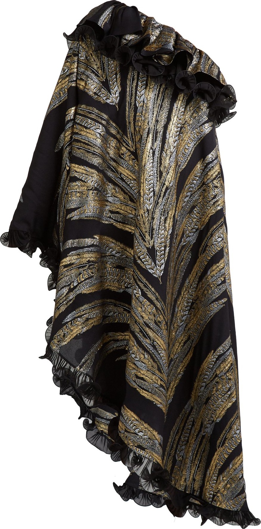 Dundas Feather fil-coupé asymmetric gown