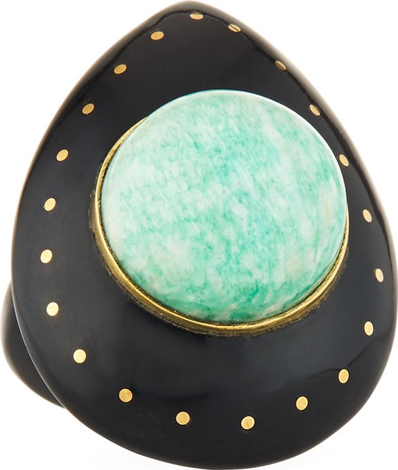 Ashley Pittman Mageuzi Teardrop Dark Horn & Turquoise Ring
