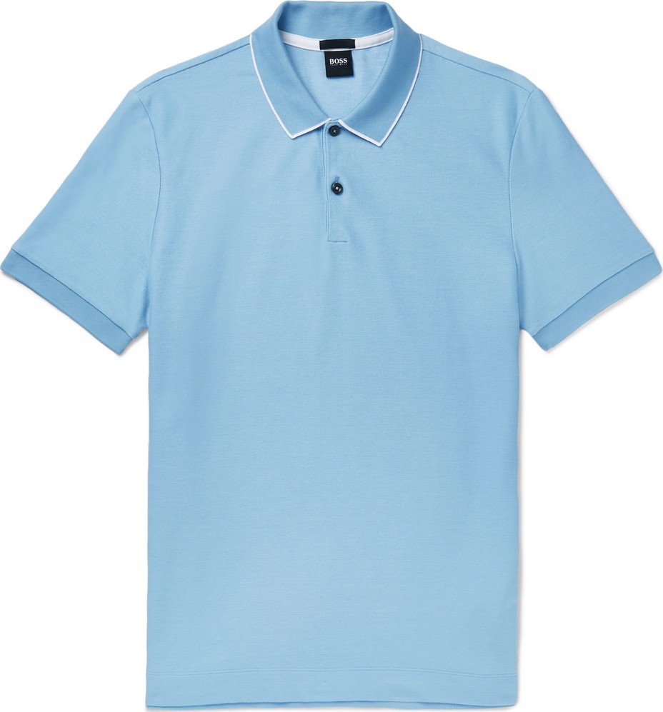 HUGO BOSS Contrast-Tipped Cotton-Piqué Polo Shirt