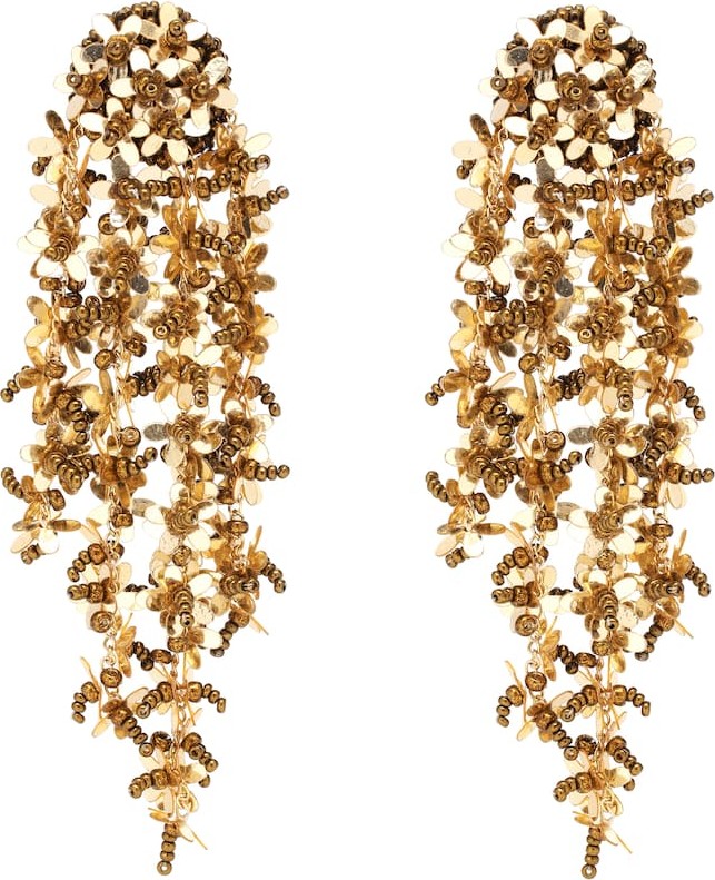 Oscar De La Renta Floral-embellished clip-on earrings