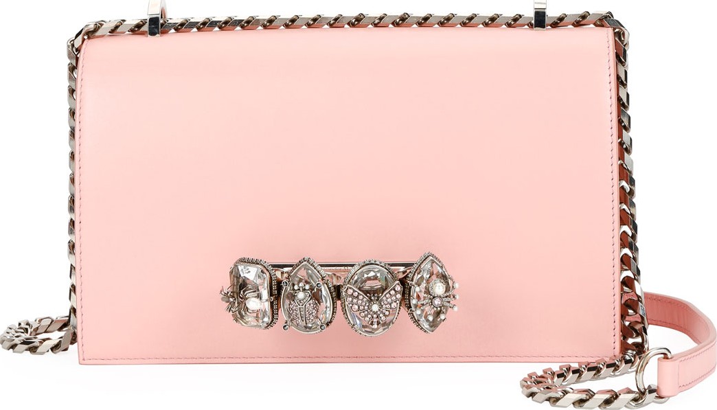 Alexander McQueen Jeweled Knuckle Flap Box Shoulder Bag