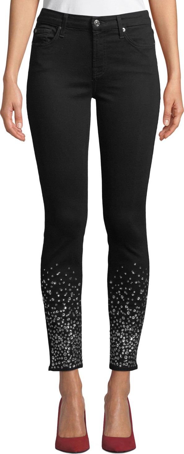 7 For All Mankind The Ankle Skinny Jeans with Crystal Cuffs