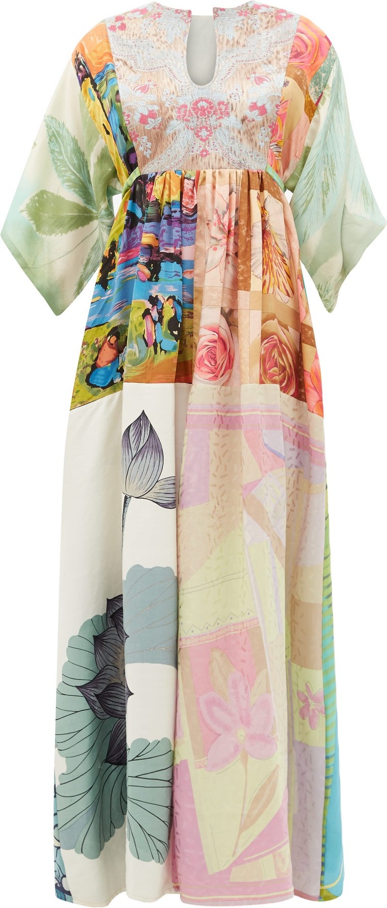 Rianna + Nina Patchwork vintage-print silk dress