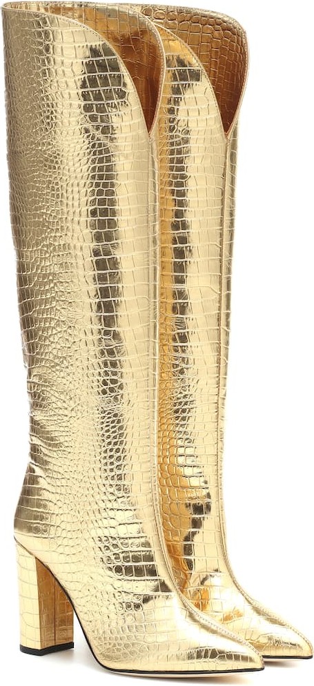 Paris Texas Croc-effect metallic leather boots