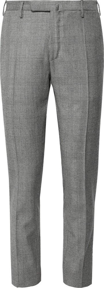 Incotex Black Slim-Fit Prince of Wales Checked Wool-Twill Trousers