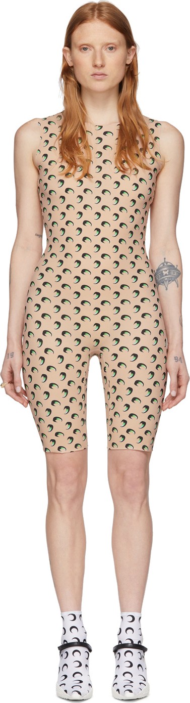 Marine Serre SSENSE Exclusive Tan All Over 3D Moon Catsuit