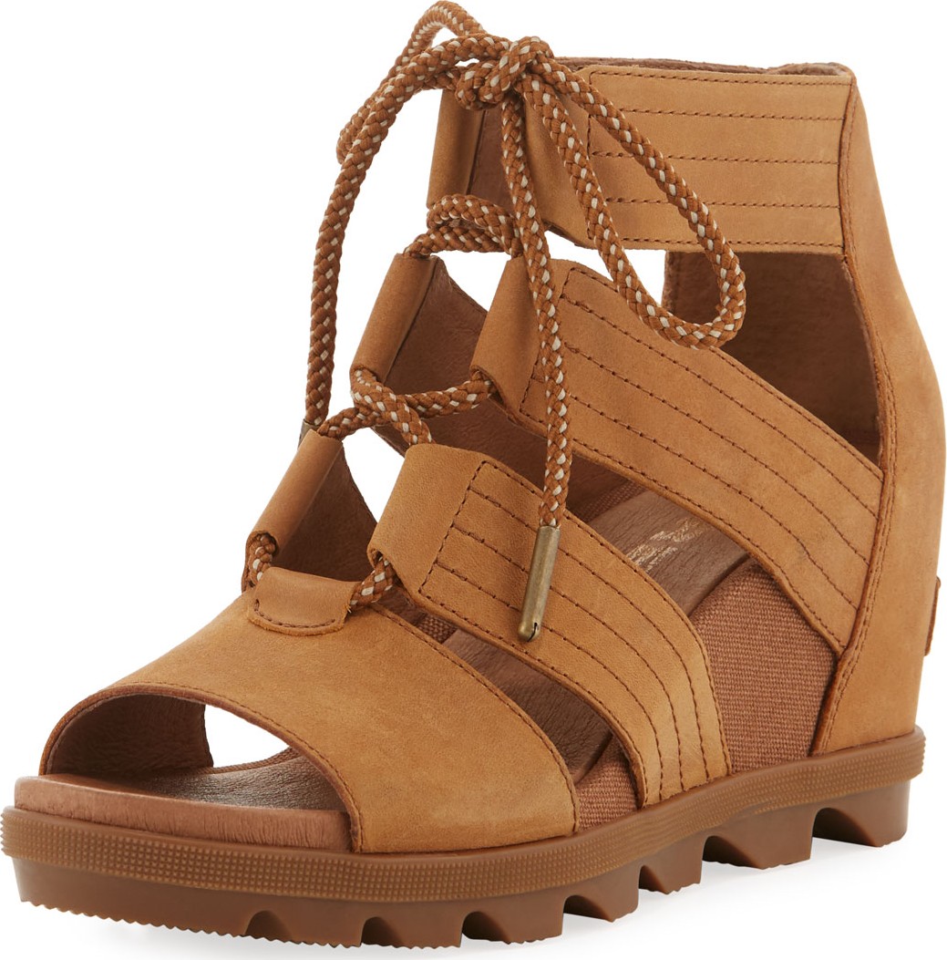 Sorel Joanie II Lace-Up Leather Wedge Sandals