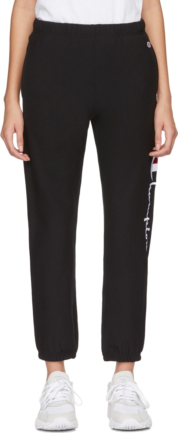 Champion Reverse Weave Black Big Script Lounge Pants