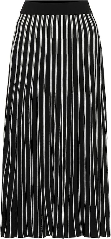 Tory Burch Pleated striped knit midi skirt