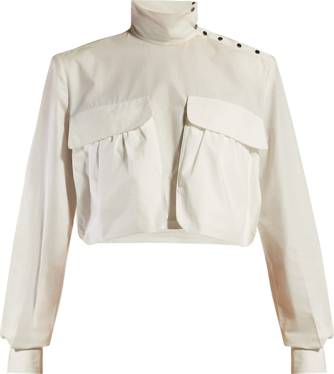 Fendi Cropped high-neck cotton-poplin shirt