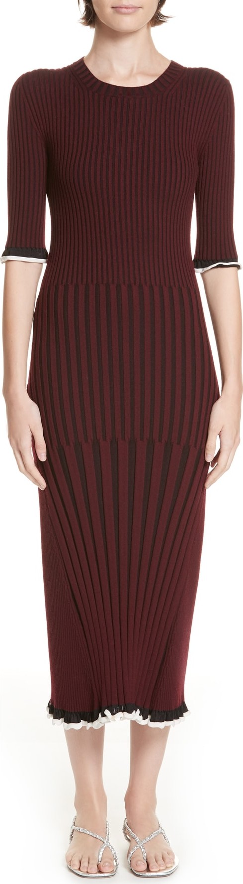 Rosetta Getty Mixed Rib Body-Con Dress