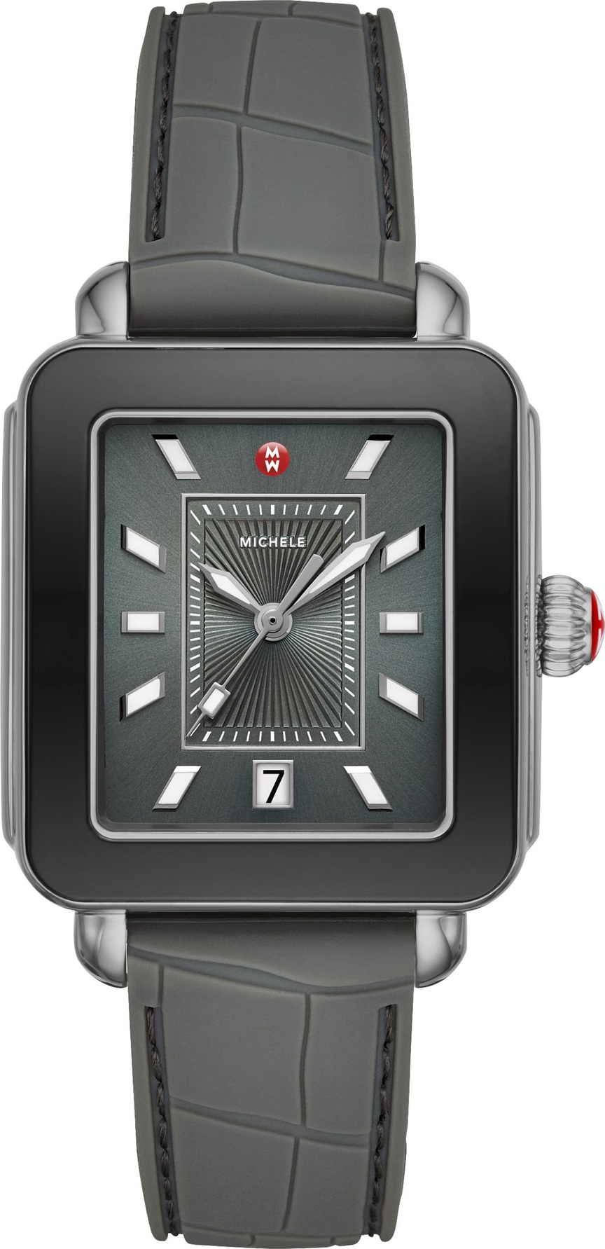 MICHELE Deco Sport Watch Head & Silicone Strap Watch, 34mm x 36mm