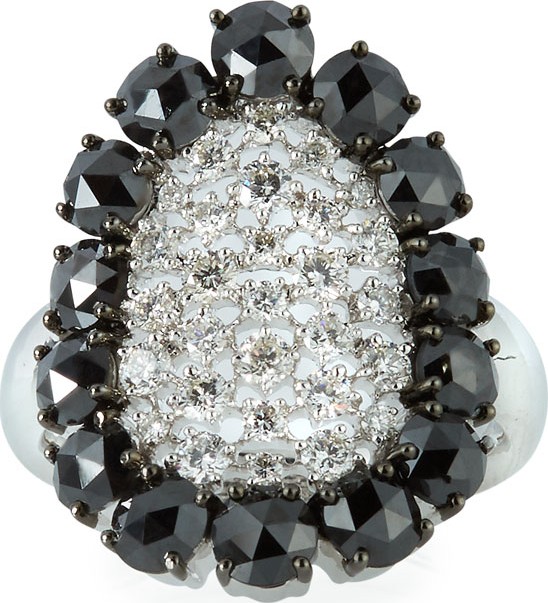 SUTRA 18k White Gold Scintillate Black & White Diamond Ring