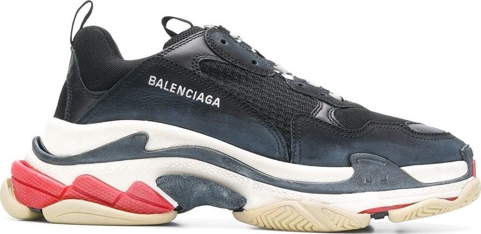 Balenciaga Black Distressed Triple S Sneakers