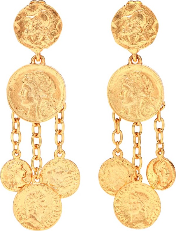 Oscar De La Renta Chandelier Coin clip-on earrings