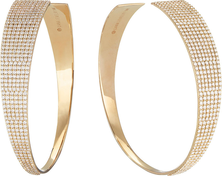 Lana Gloss 14k Gold Diamond Upside-Down Hoop Earrings