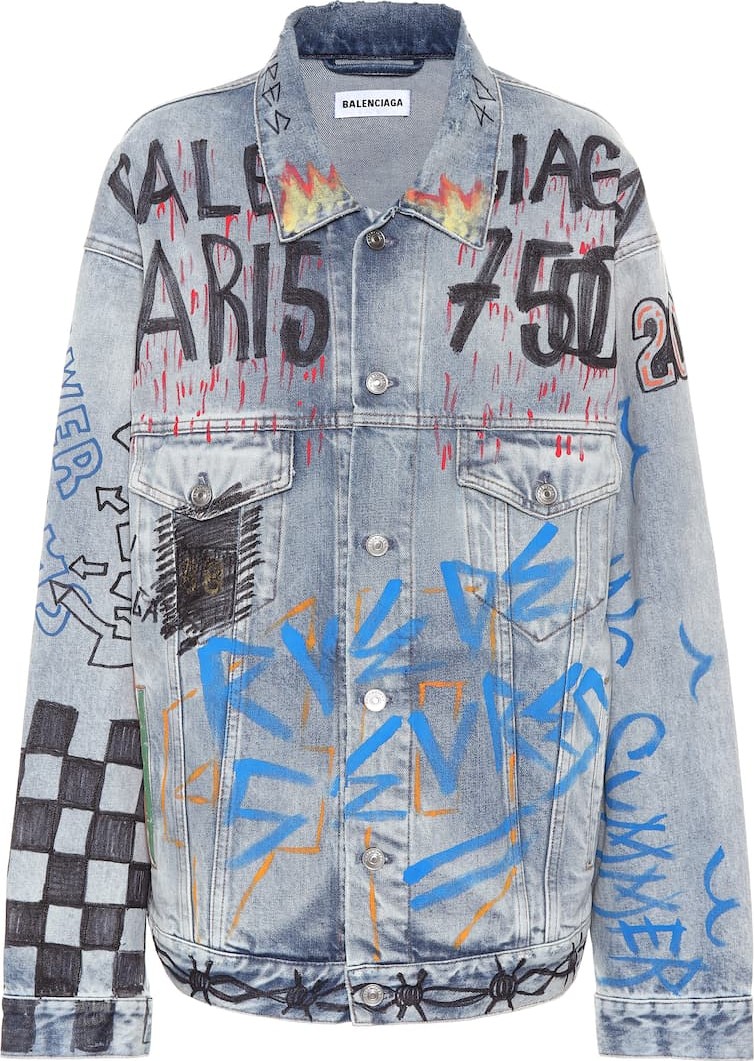Balenciaga Oversized graffiti denim jacket
