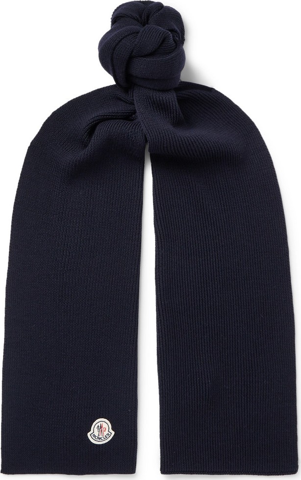 Moncler Logo-Appliquéd Ribbed Virgin Wool Scarf