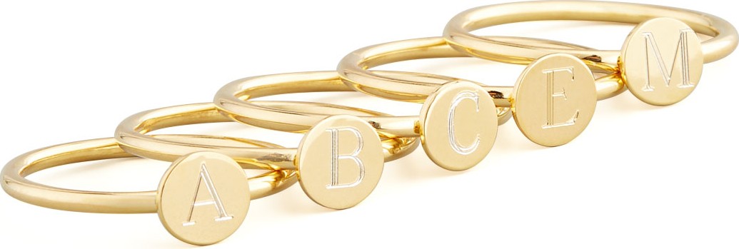 Sarah Chloe Gold Rocha Round Letter Ring