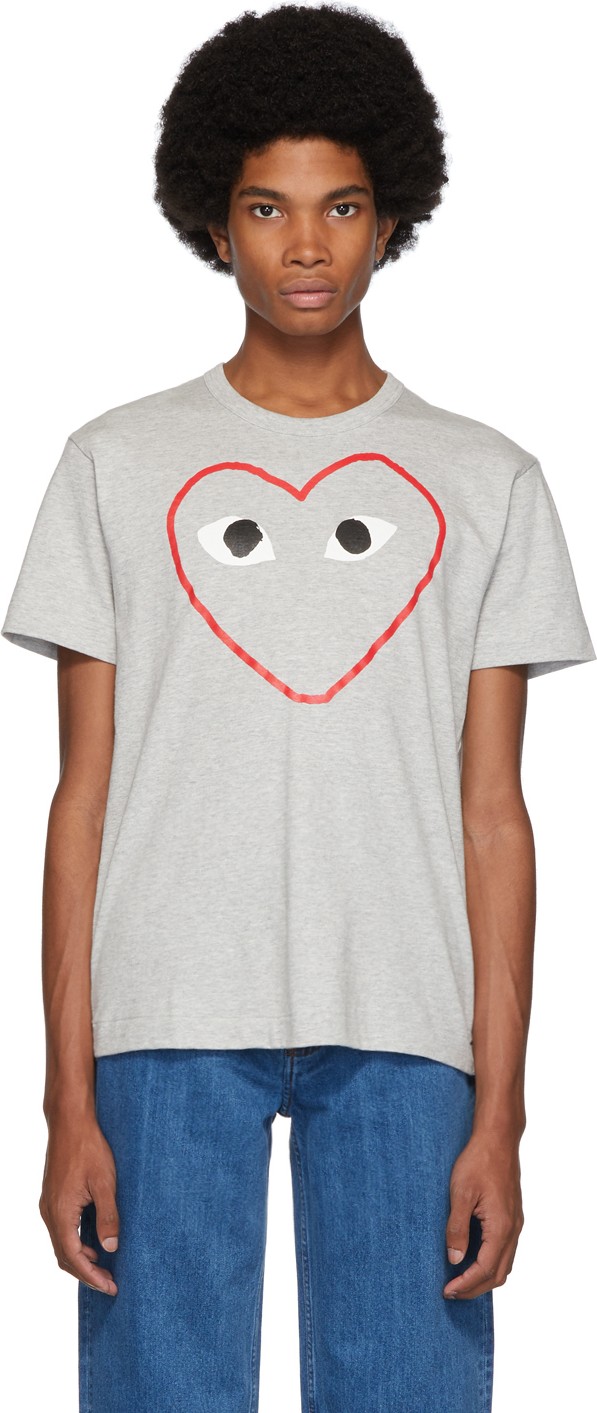Comme Des Garcons PLAY Grey Big Heart T-Shirt