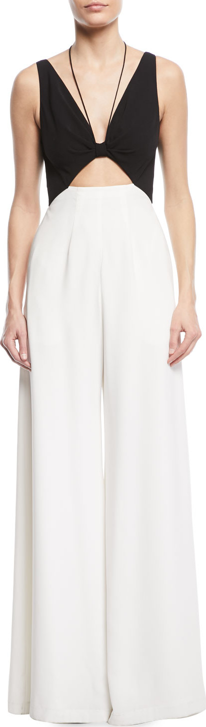 Jill Jill Stuart Jackie Two-Tone Cutout Jumpsuit w/ Pockets