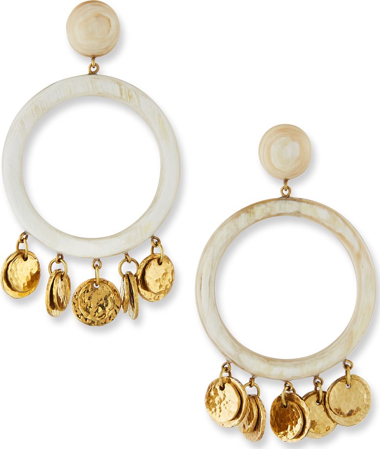 Ashley Pittman Azali Hoop Drop Earrings in Light Horn