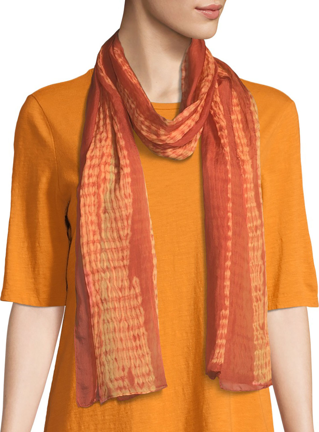 Eileen Fisher Woodgrain Shibori Silk Scarf