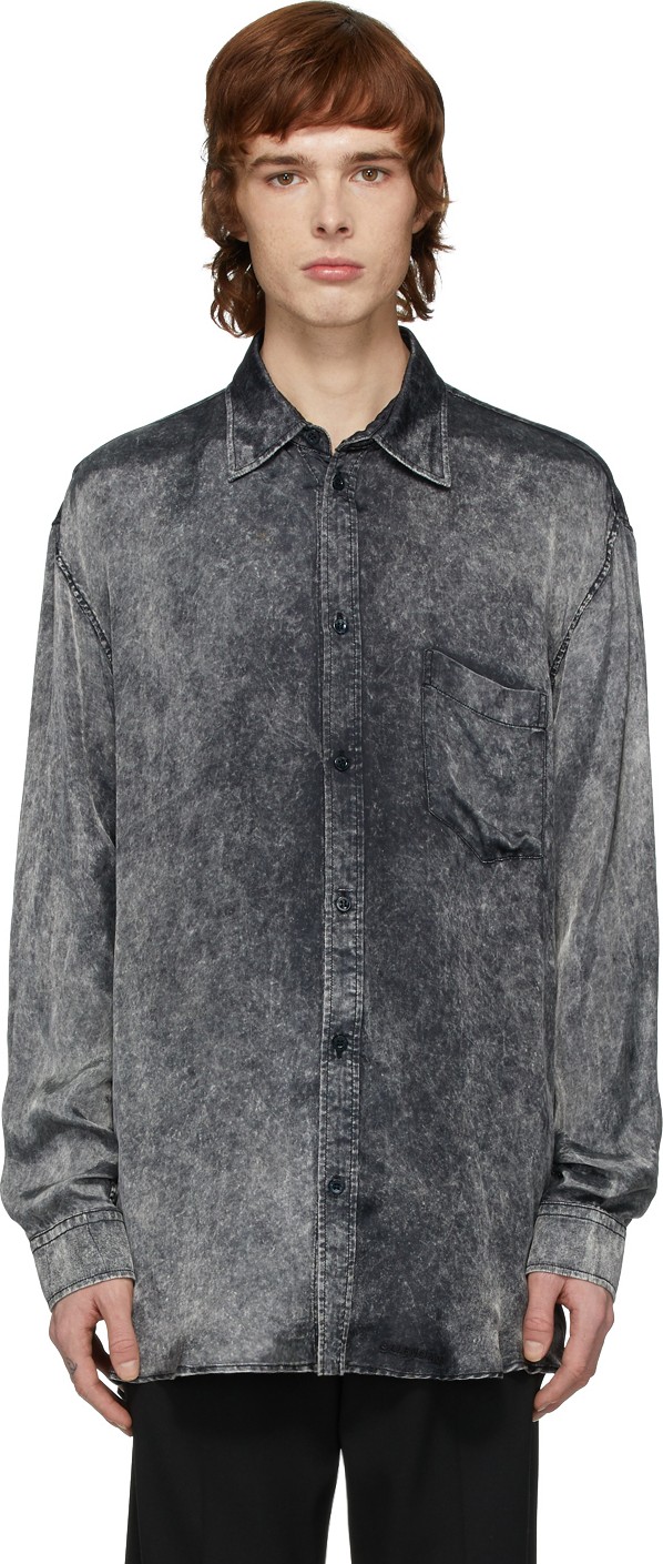 Balenciaga Black Satin Acid Wash Shirt Balenciaga Black Satin Acid Wash Shirt