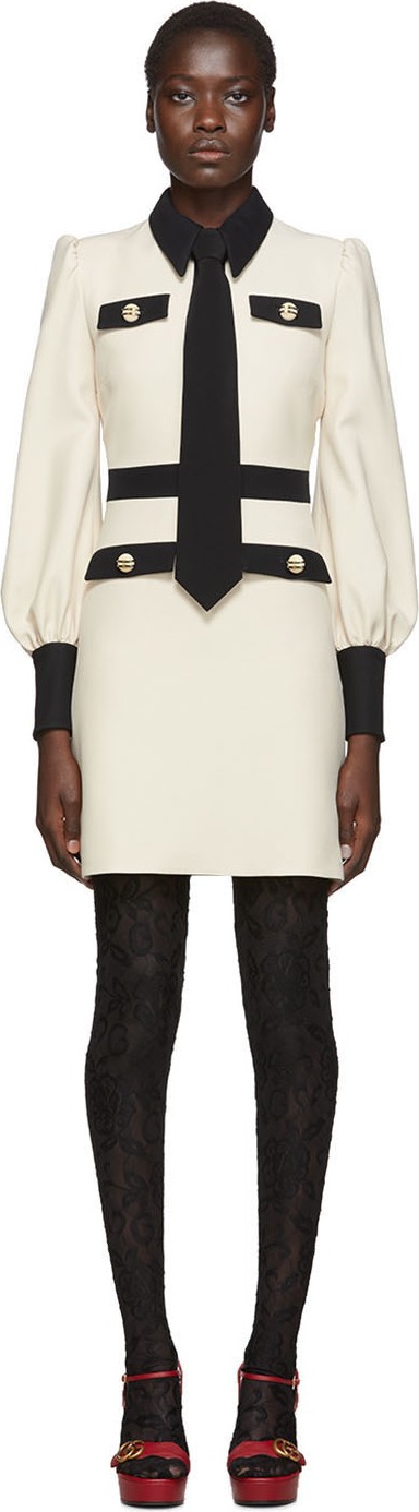 Gucci Off-White Silk Tie Dress