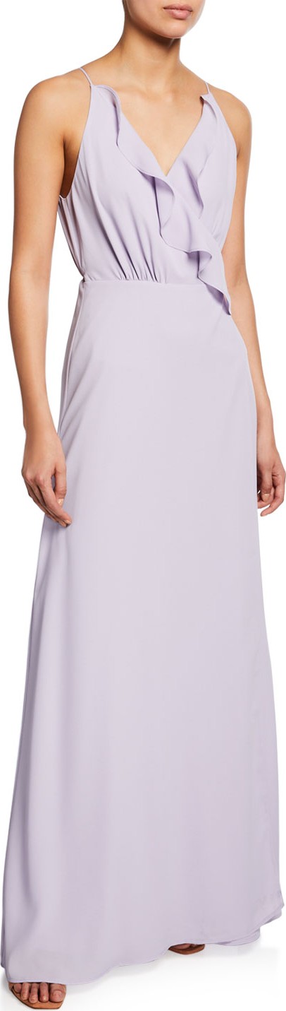 WAYF The Emma Ruffle-Neck Sleeveless Wrap Gown