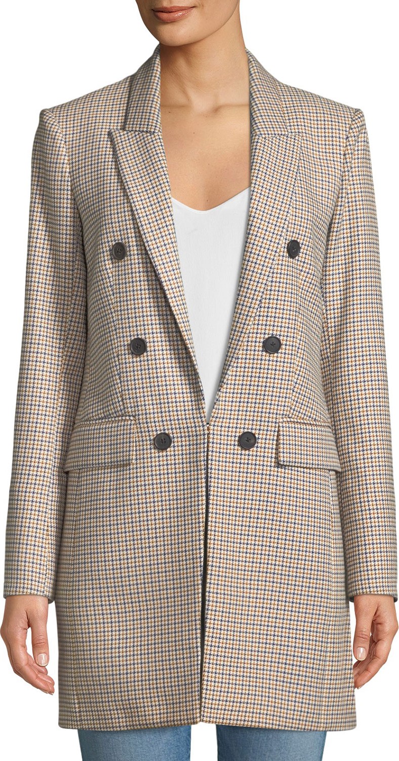 Veronica Beard Liss Hook-Front Double-Breasted Jacket