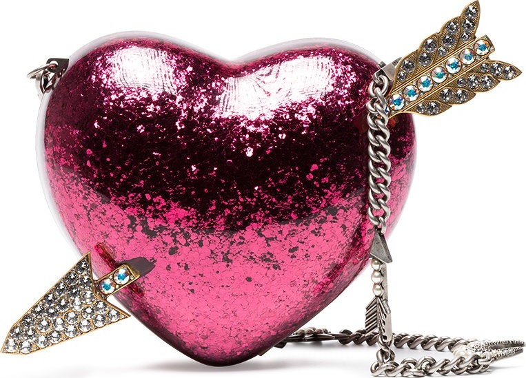 Gucci Pink Heart Crystal Embellished Clutch