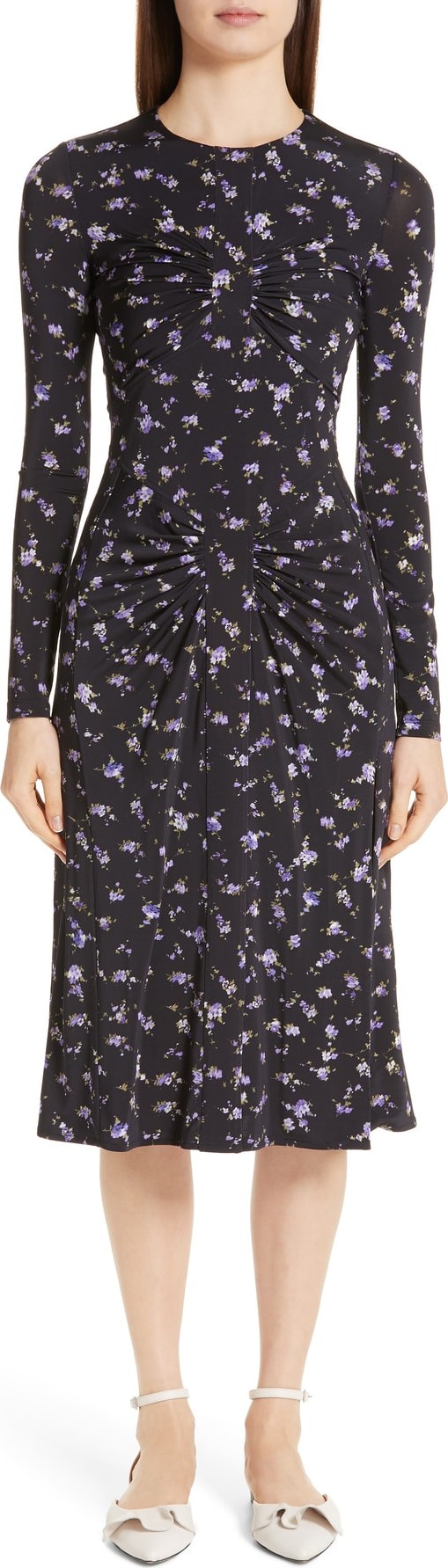 Altuzarra Floral Print Contrast Hem Silk Dress