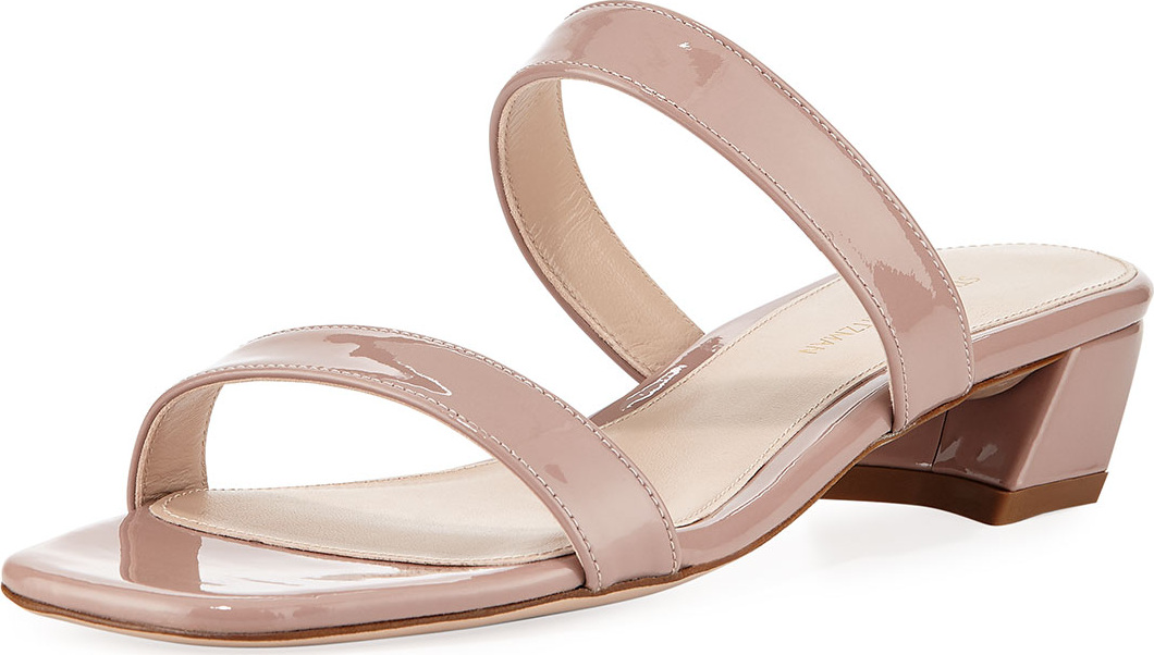 Stuart Weitzman Ava Patent Low-Heel Slide Sandal