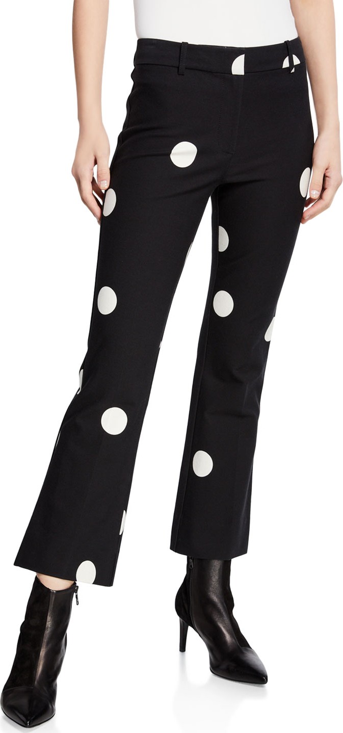 Derek Lam 10 Crosby Flared Polka-Dot Cropped Trousers