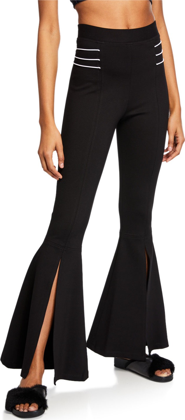 Cushnie High-Waist Front-Slit Flare Pants